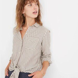 Madewell Tie-Front Shirt in Maitland Stripe Size XS‎